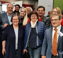 Fraktion und Kandidierende zusammen mit Bürgermeister Christian Vogel und Noris-Geschäftsführer Christian Schadinger