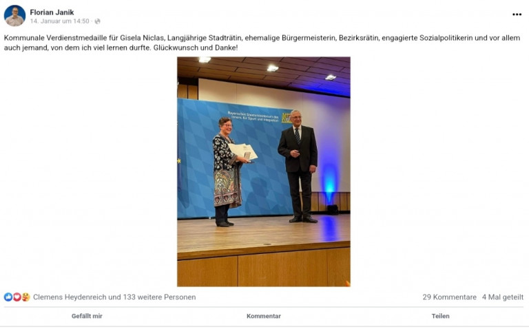 Screenshot OB Janik Verleihung Kommunalverdienstmedaille